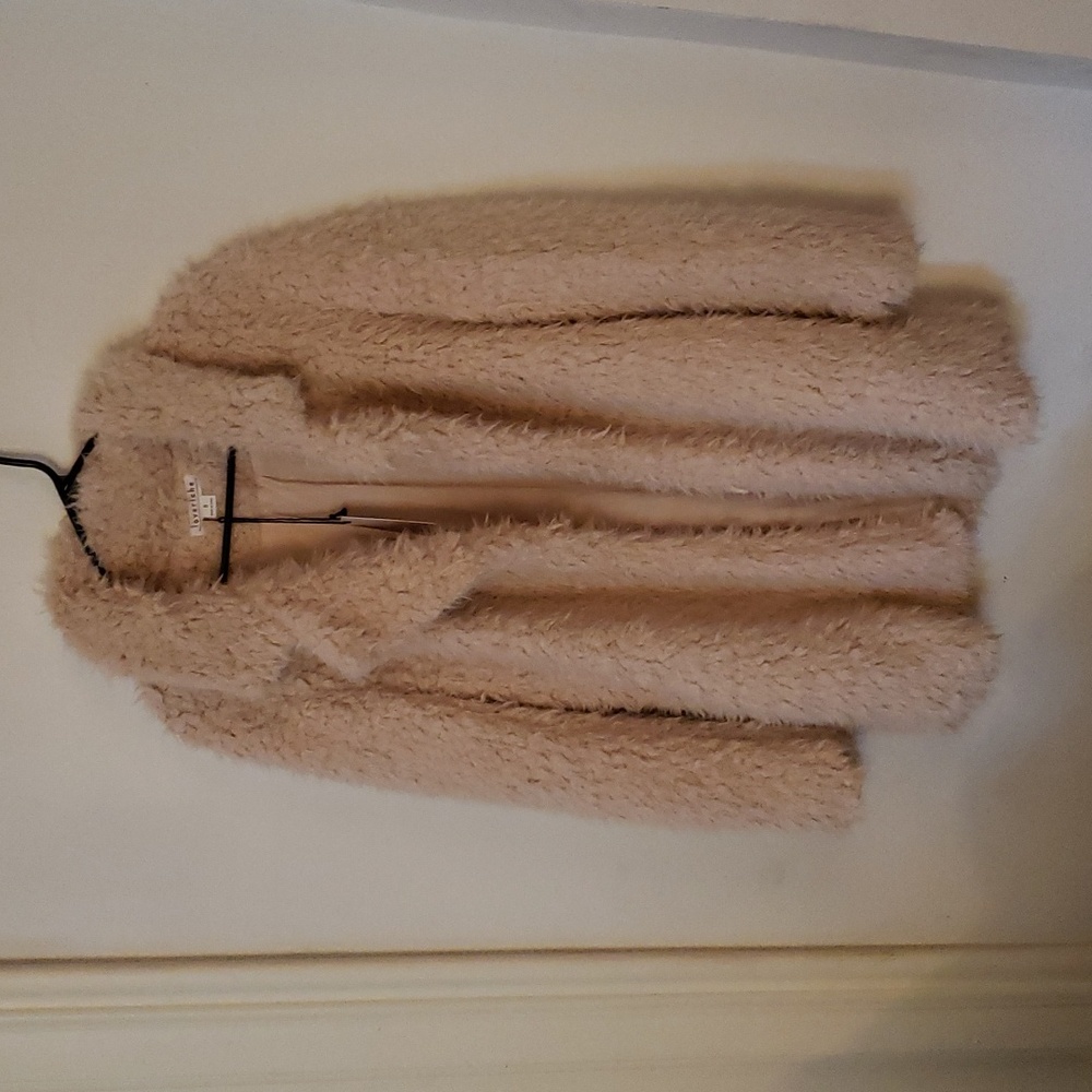 Tan loveriche Faux Fur Open Front Coat